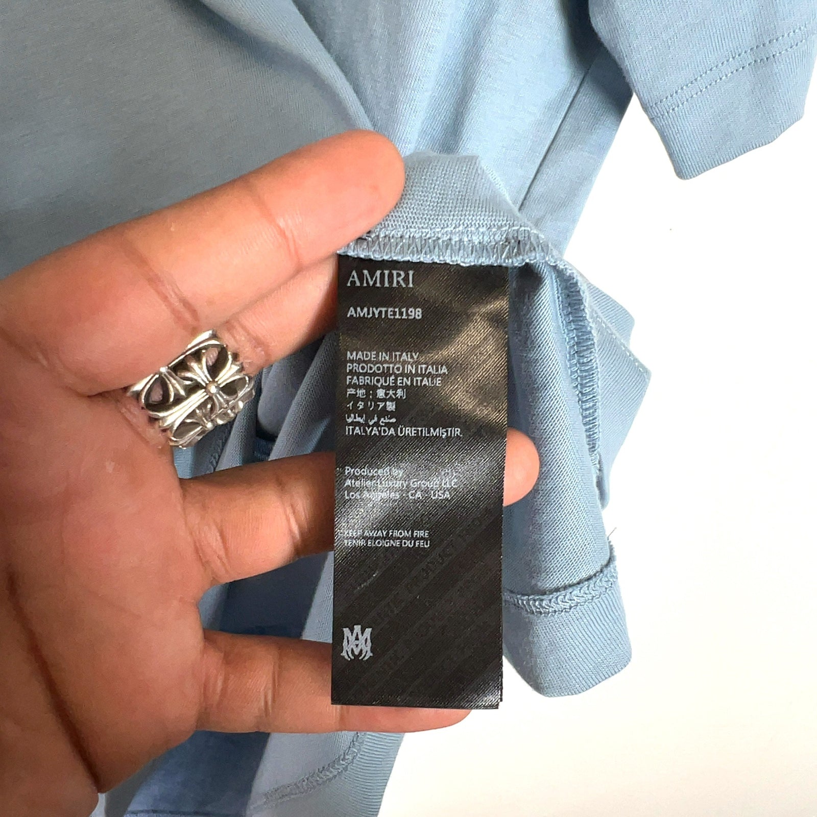 Amiri Light Blue Spirit Logo T-Shirt
