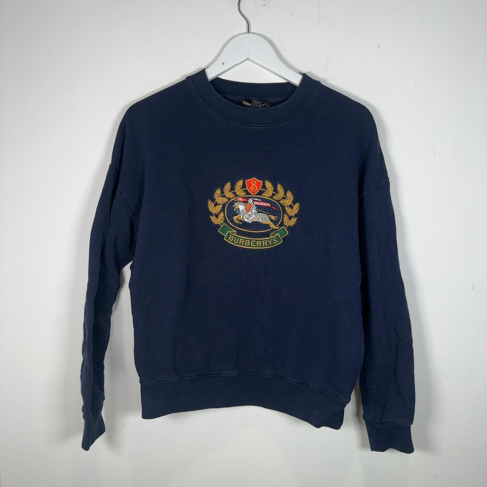 Burberry Crest Embroidered Navy Crewneck