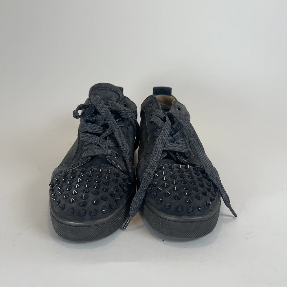 Christian Louboutin Grey Suede Junior Spikes Orlato Lowtop Sneakers