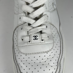 Chanel CC Triple White Hightop Sneakers