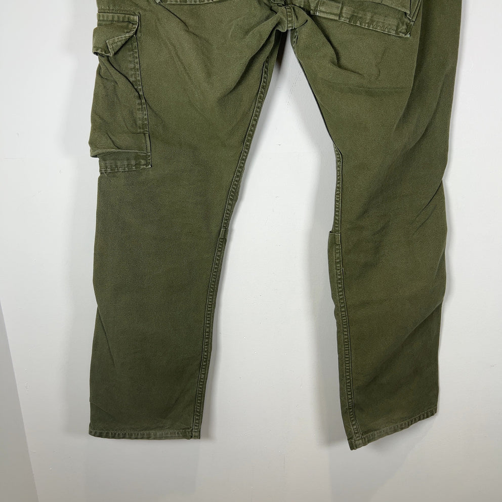 Kapital Green Cargo Pocket Canvas Cargo Pants