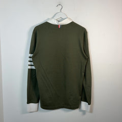 Thom Browne 4-Bar Button-Up Long-Sleeve Polo