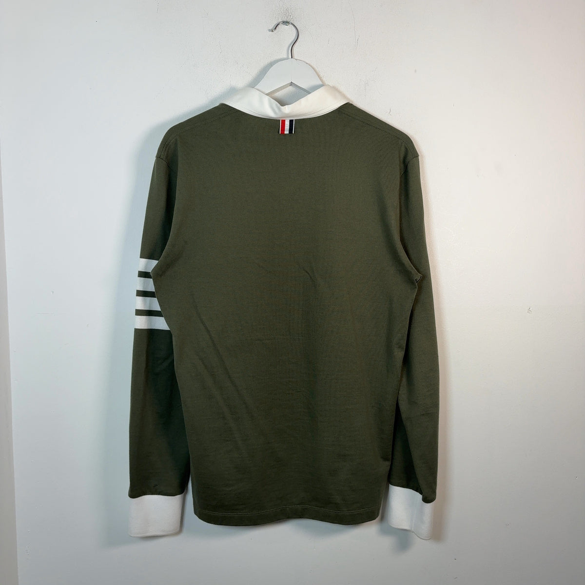 Thom Browne 4-Bar Button-Up Long-Sleeve Polo