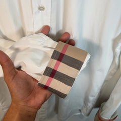 Burberry Brit Check Plaid On Collar And Cuff Shirt