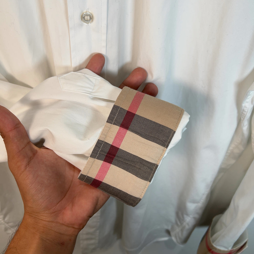 Burberry Brit Check Plaid On Collar And Cuff Shirt