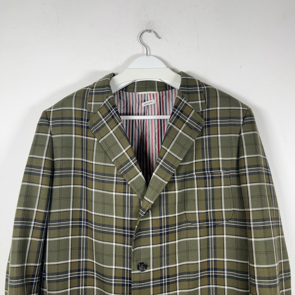 Thom Browne Multi-Pocket Plaid Peacoat