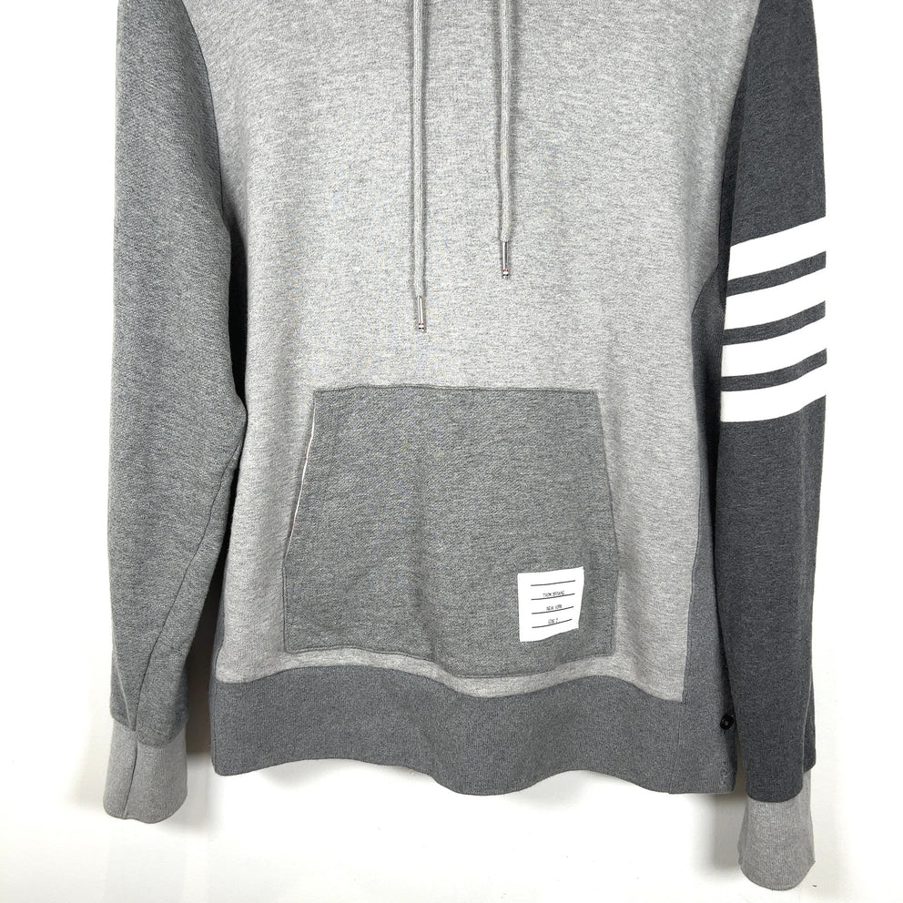 Thom Browne Grey Color Block 4-Bar Hoodie