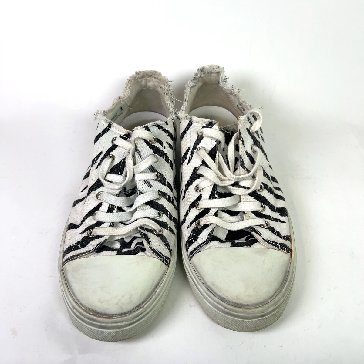 Saint Laurent Paris Bedford Zebra Distressed Sneakers