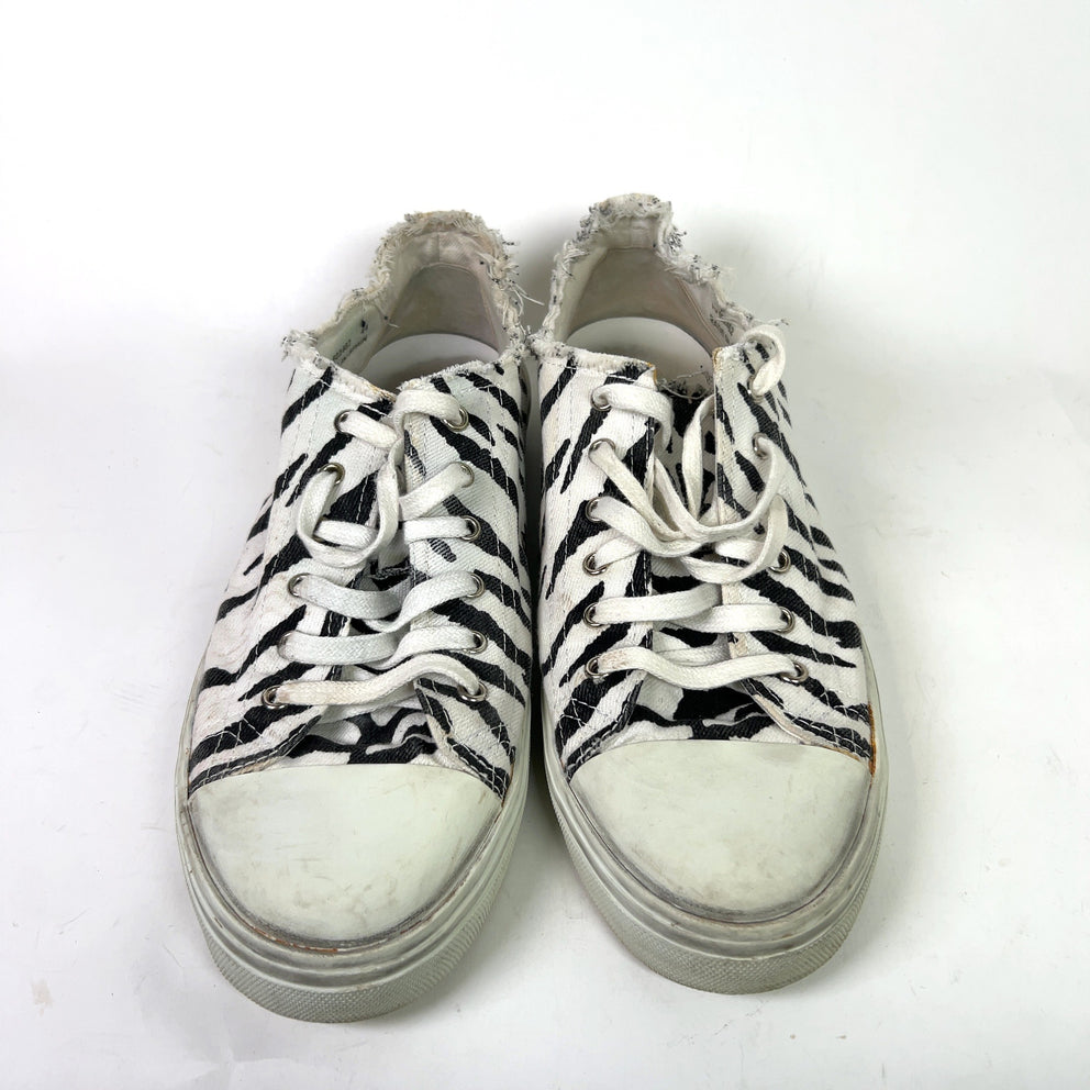 Saint Laurent Paris Bedford Zebra Distressed Sneakers