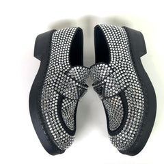 Prada Crystal Embellished Triangle Logo Loafers