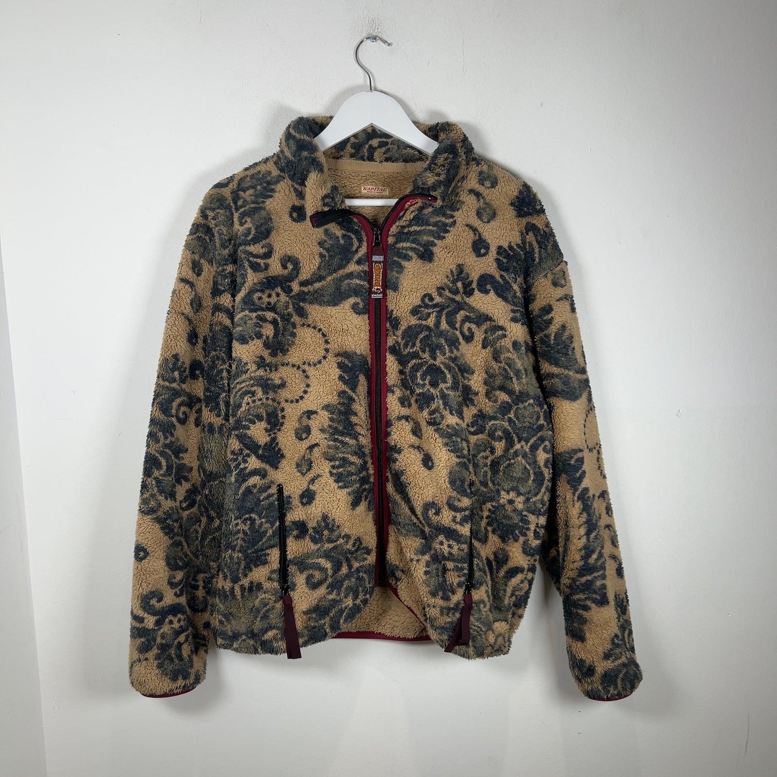 Kapital Damask Printed Fleece Zip Up Jacket