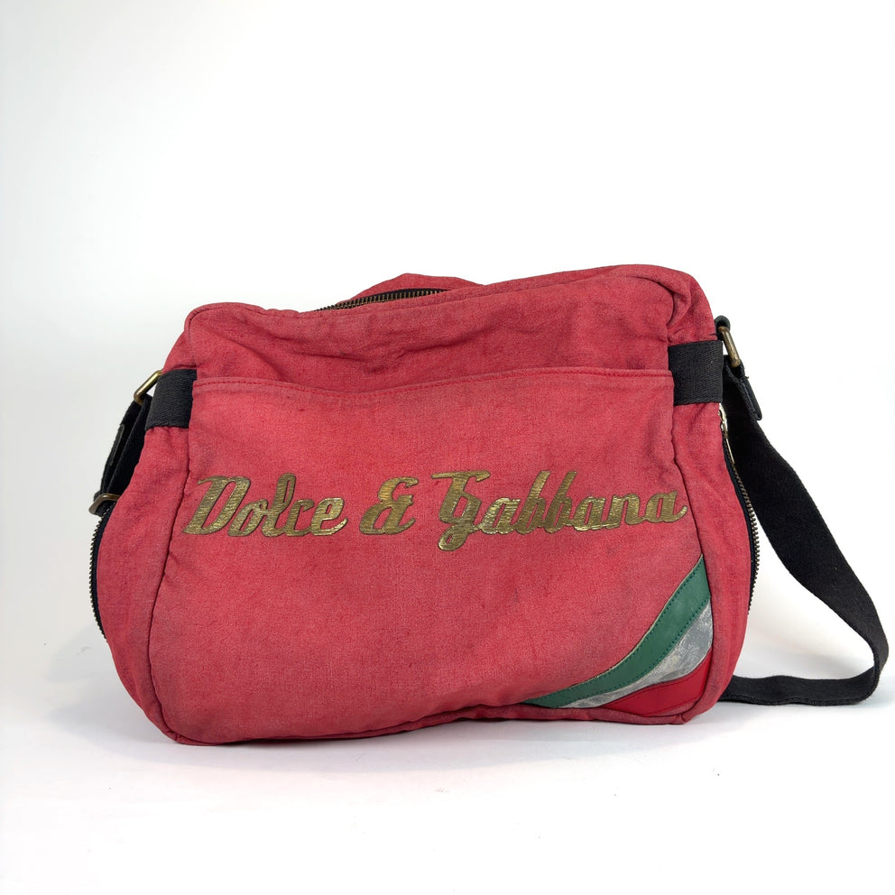 Dolce & Gabbana Vintage Stripped Red Messenger Bag