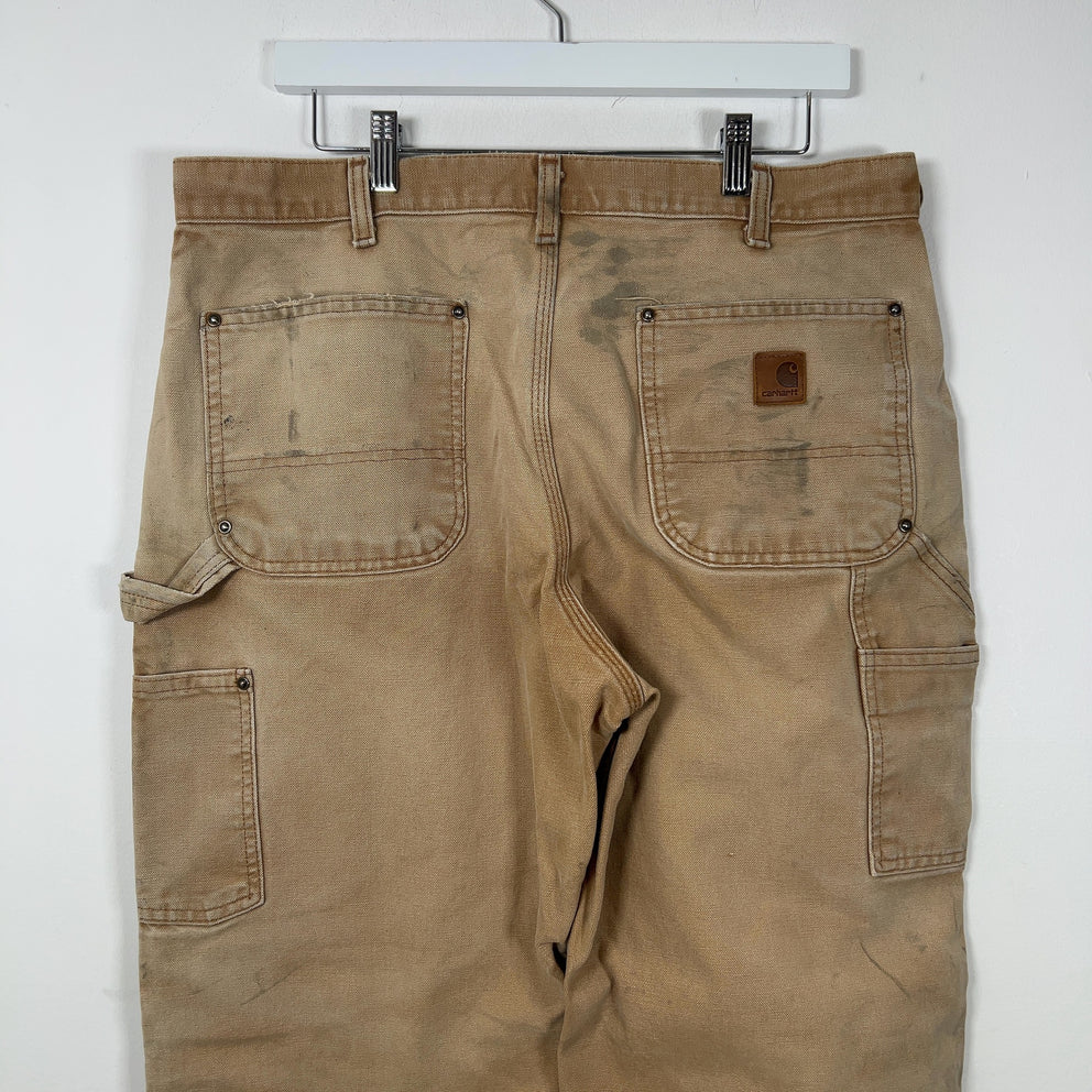 Carhartt Vintage Faded Khaki Distressed 'Double Knee' Carpenter Pants
