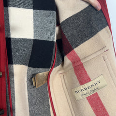 Burberry Red Wool Hooded Peacoat