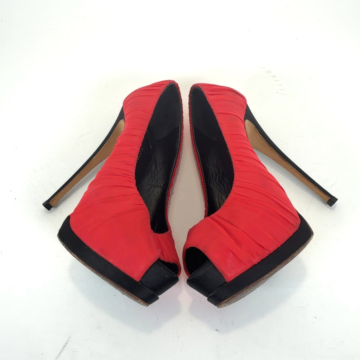 Giuseppe Zanotti Red Runched Silk Platform Pumps