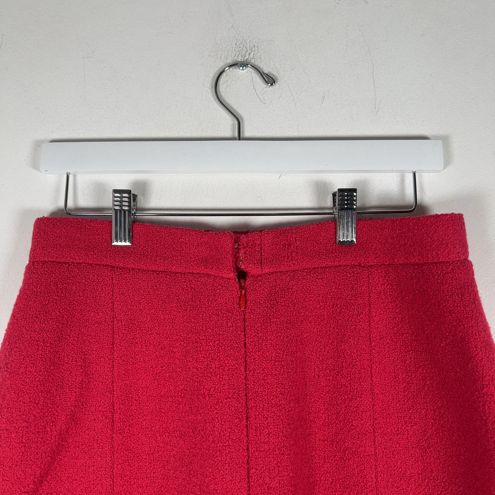 Chanel Pink Vintage Bouclé Wool Skirt Size S