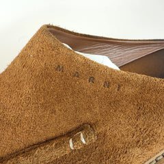 Marni Round Toe Crepe Sole Suede Mules Sandals