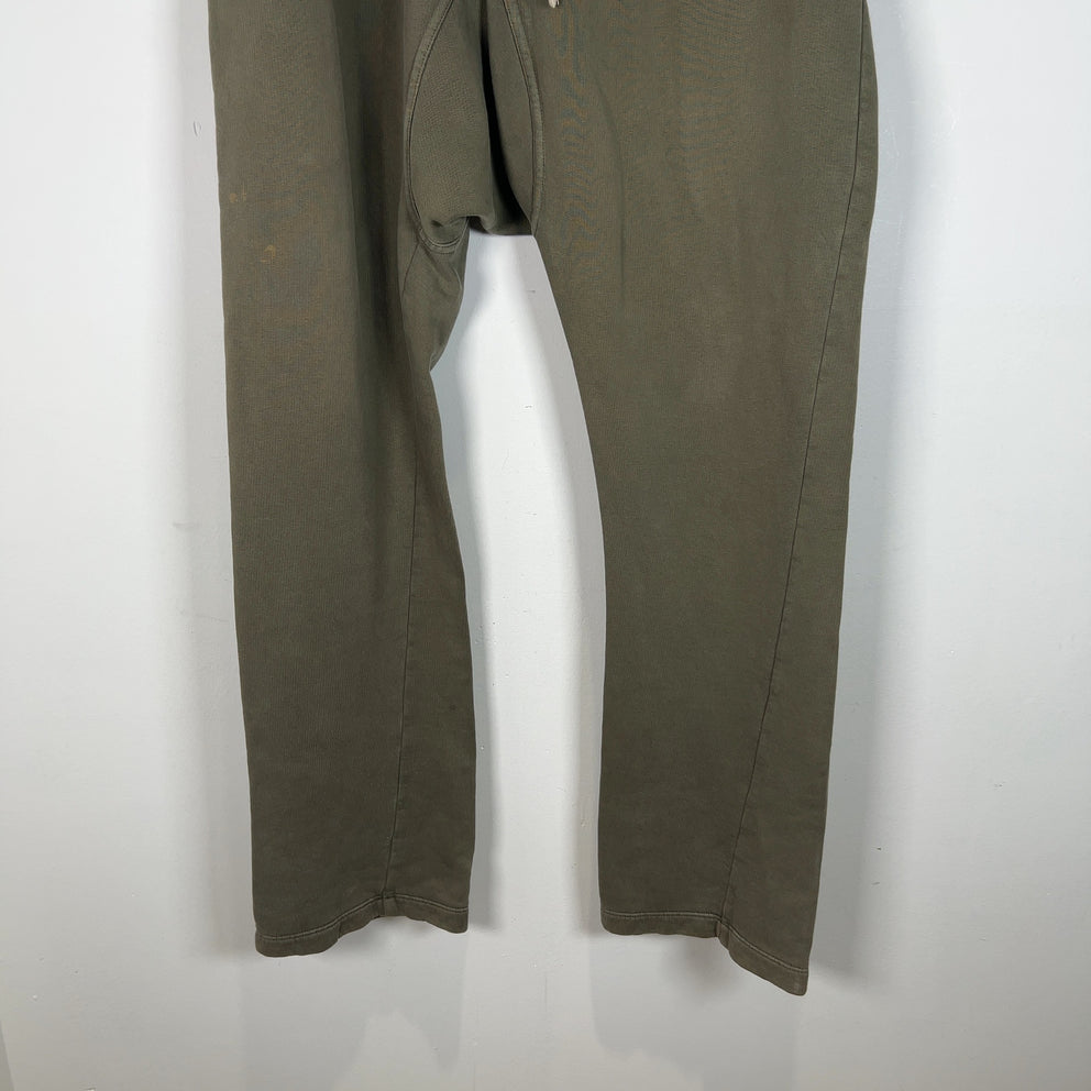 Rick Owens Army Green Felpa Drop Crotch Sweatpants