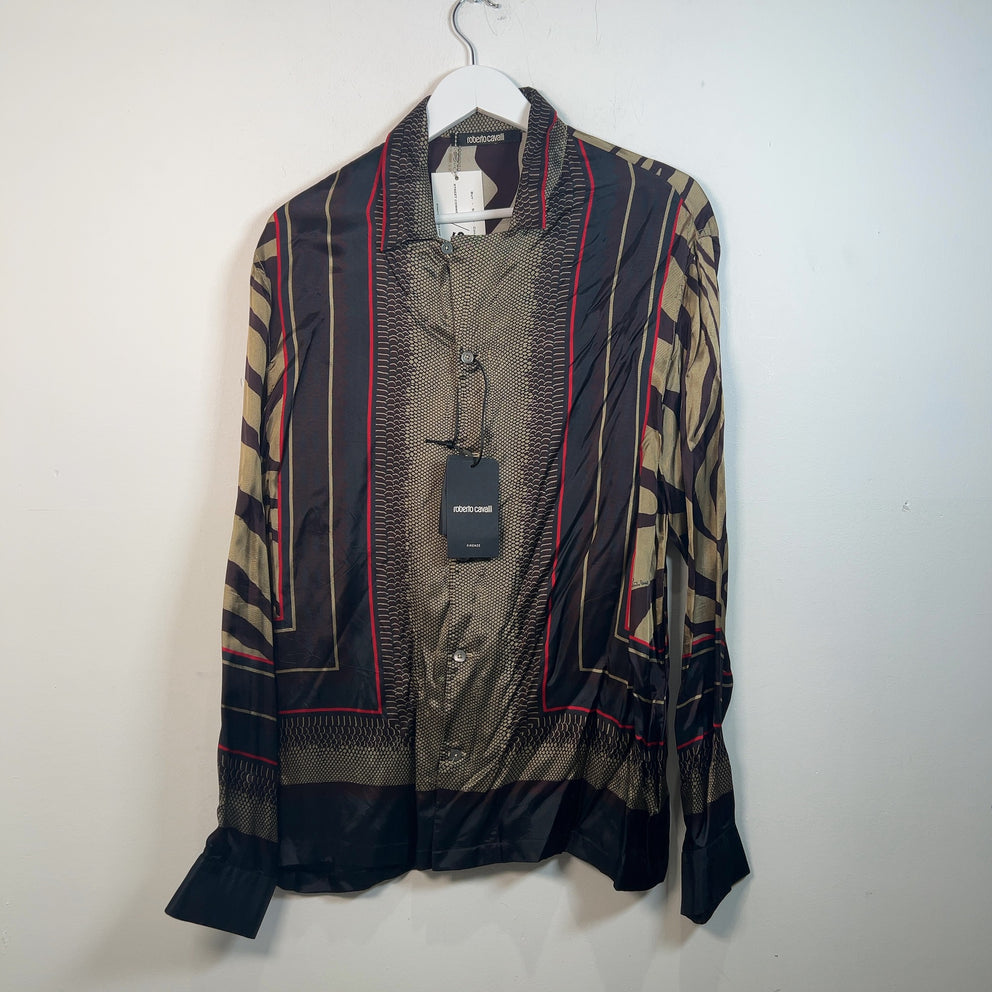 Roberto Cavalli Python Silk Shirt Size M