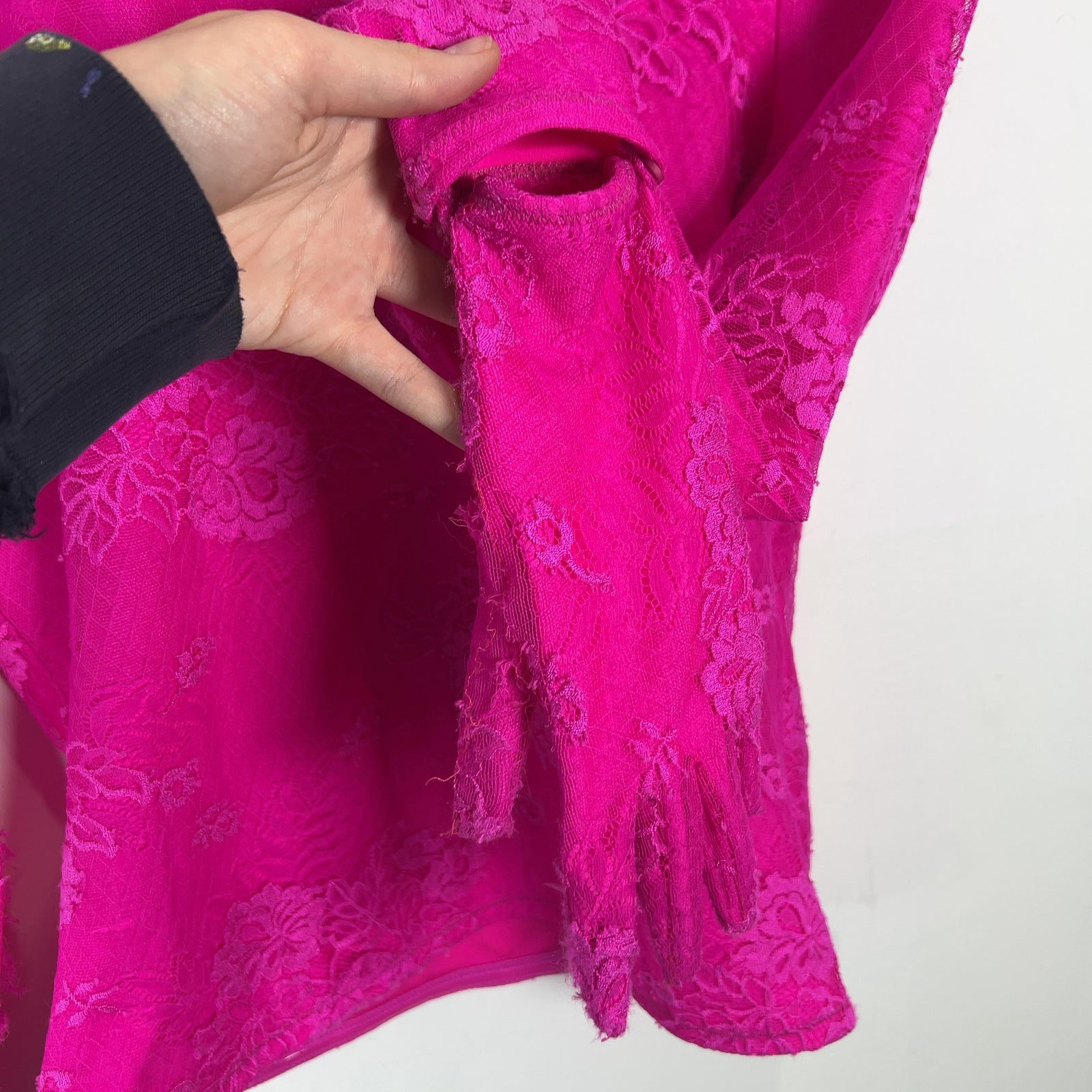 Balenciaga Pink Mesh Gloved Mock Neck Top Size XS