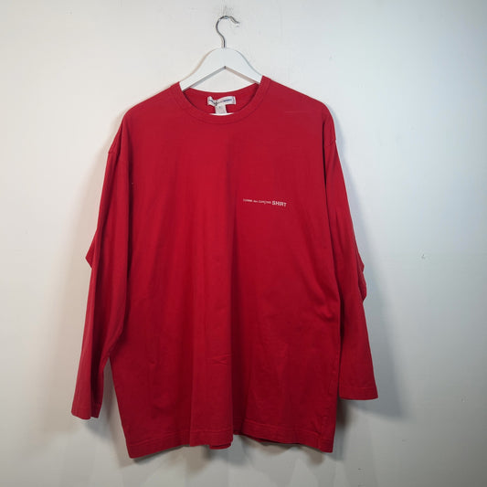 Comme Des Garcons Shirt Red Logo T-Shirt Size L