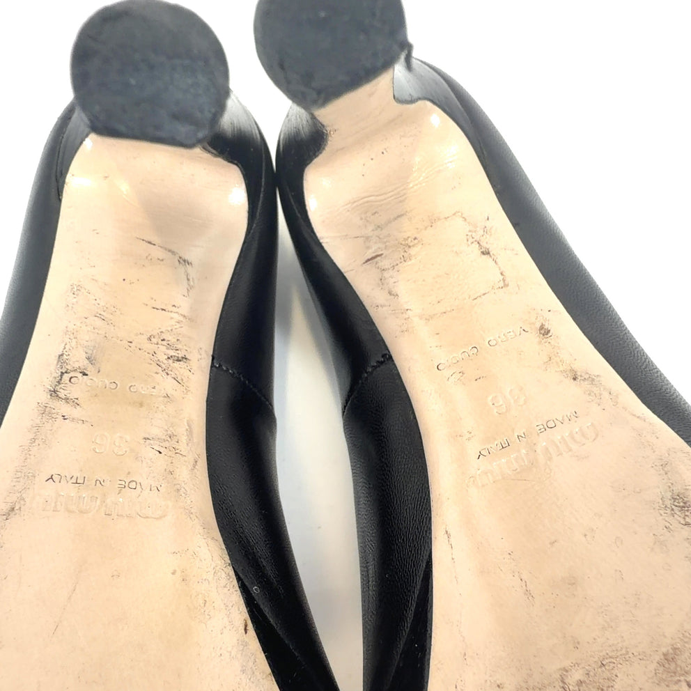 Miu Black Leather Pumps Heels