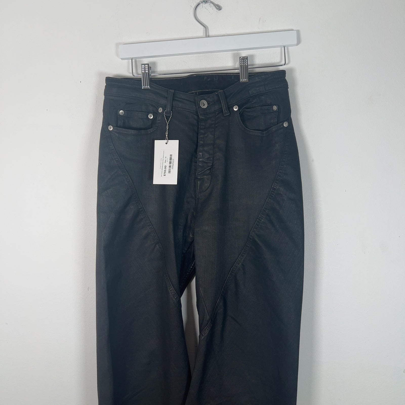 Rick Owens DRKSHDW Waxed 'Bias' Bootcut Jeans