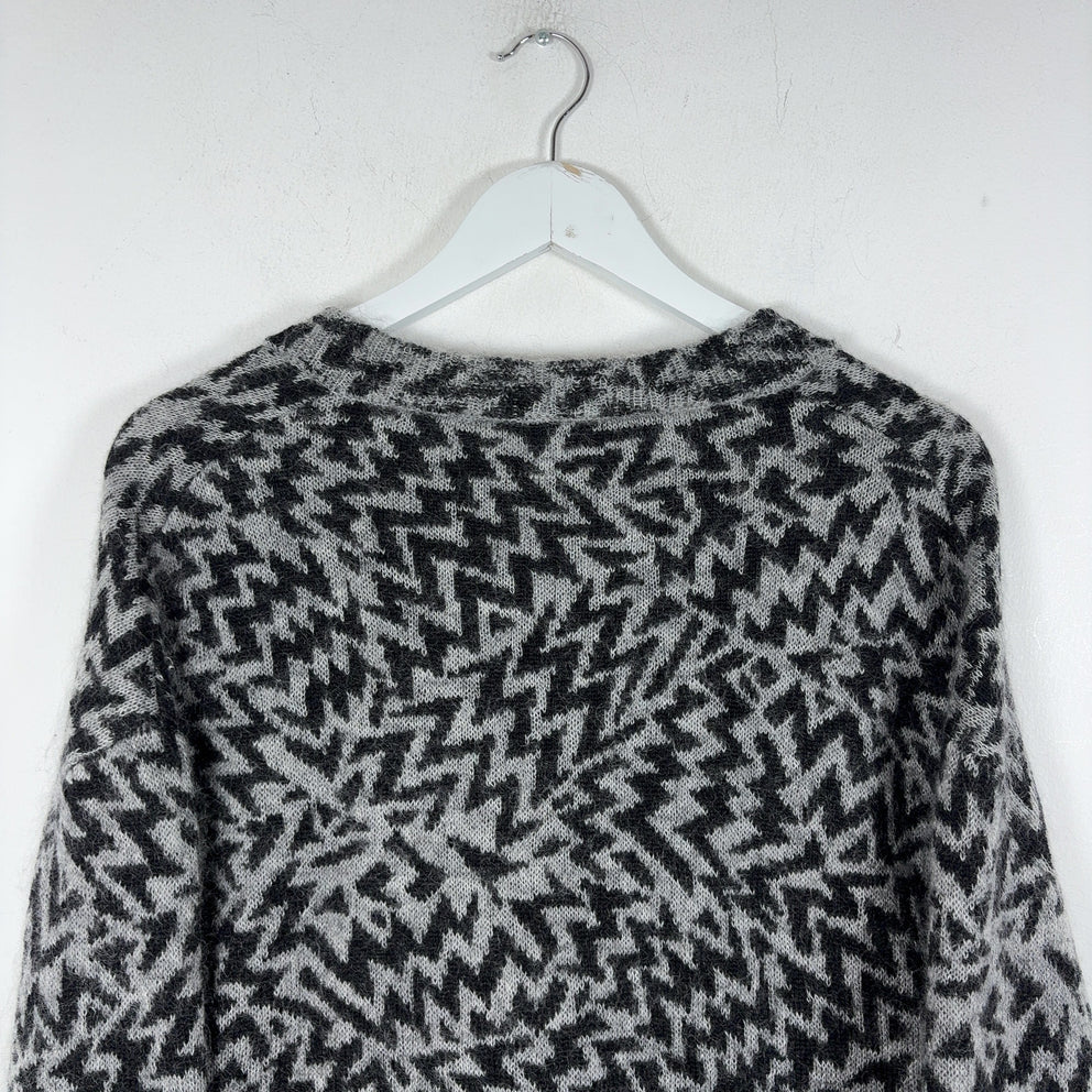 Saint Laurent Zig-Zag Print Wool and Mohair Cardigan