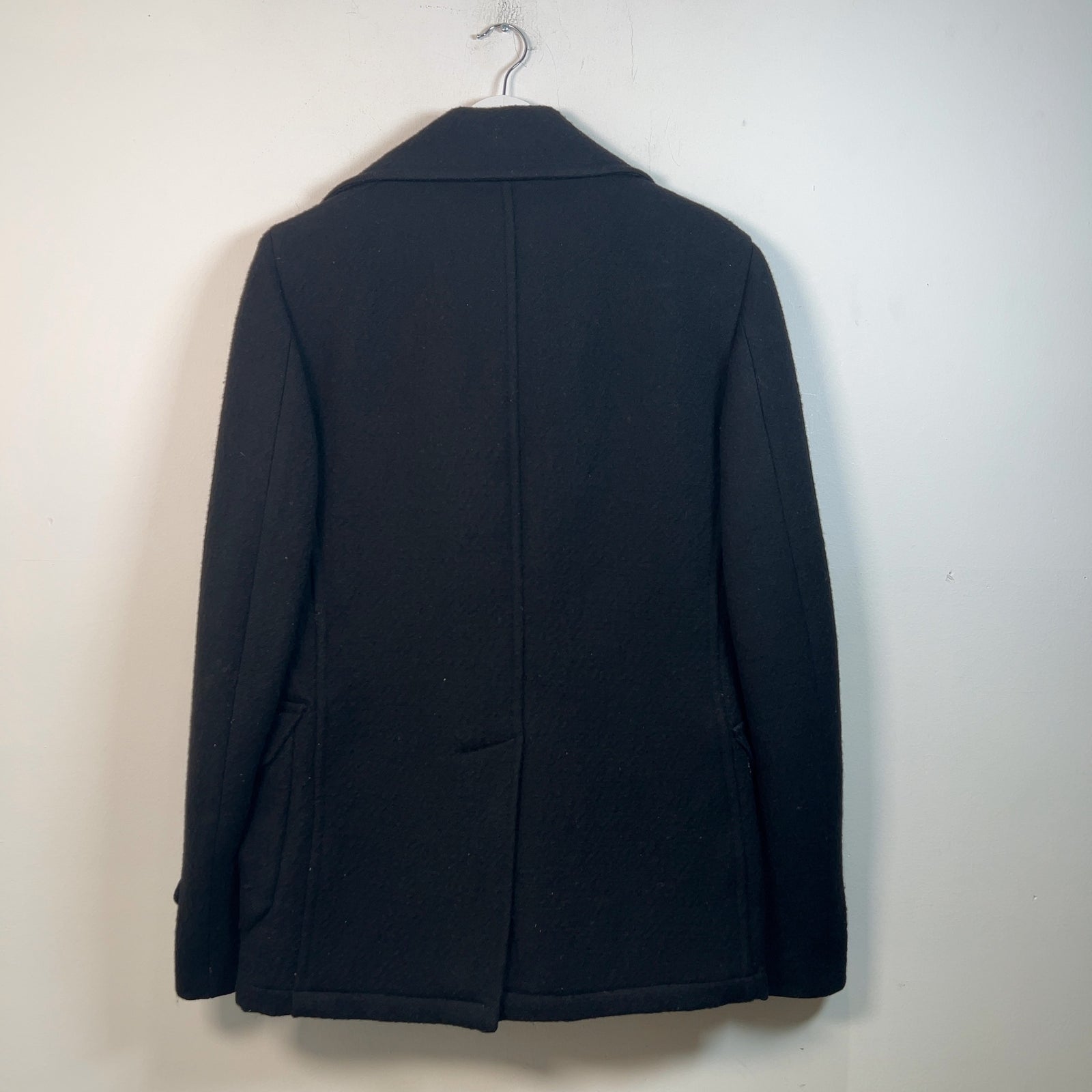 Bottega Veneta Black Wool Double Breasted Pea Coat Size M