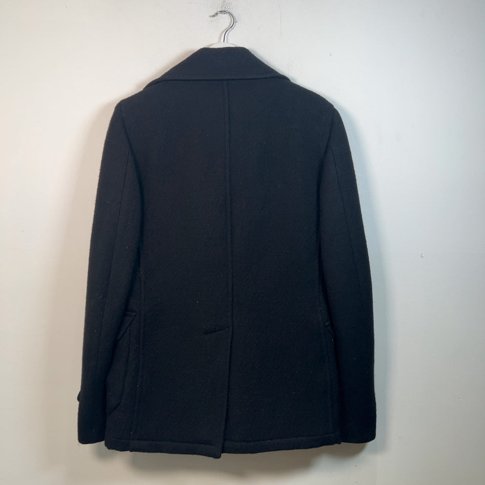 Bottega Veneta Black Wool Double Breasted Pea Coat Size M