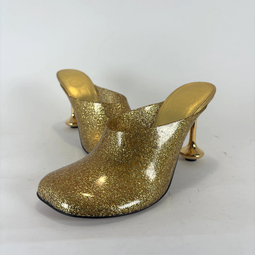 Loewe Gold Glitter Toy Heels