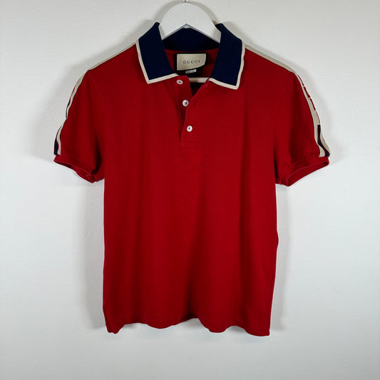 Gucci Red Logo Sleeve Polo Size M
