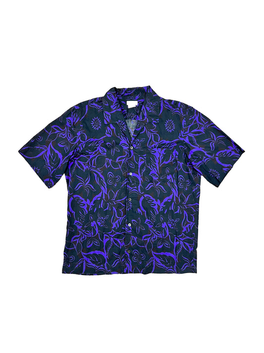 Dries Van Noten Purple Floral Camp Shirt Size Medium