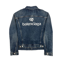 Balenciaga Logo Light Wash Jean Jacket Size Large