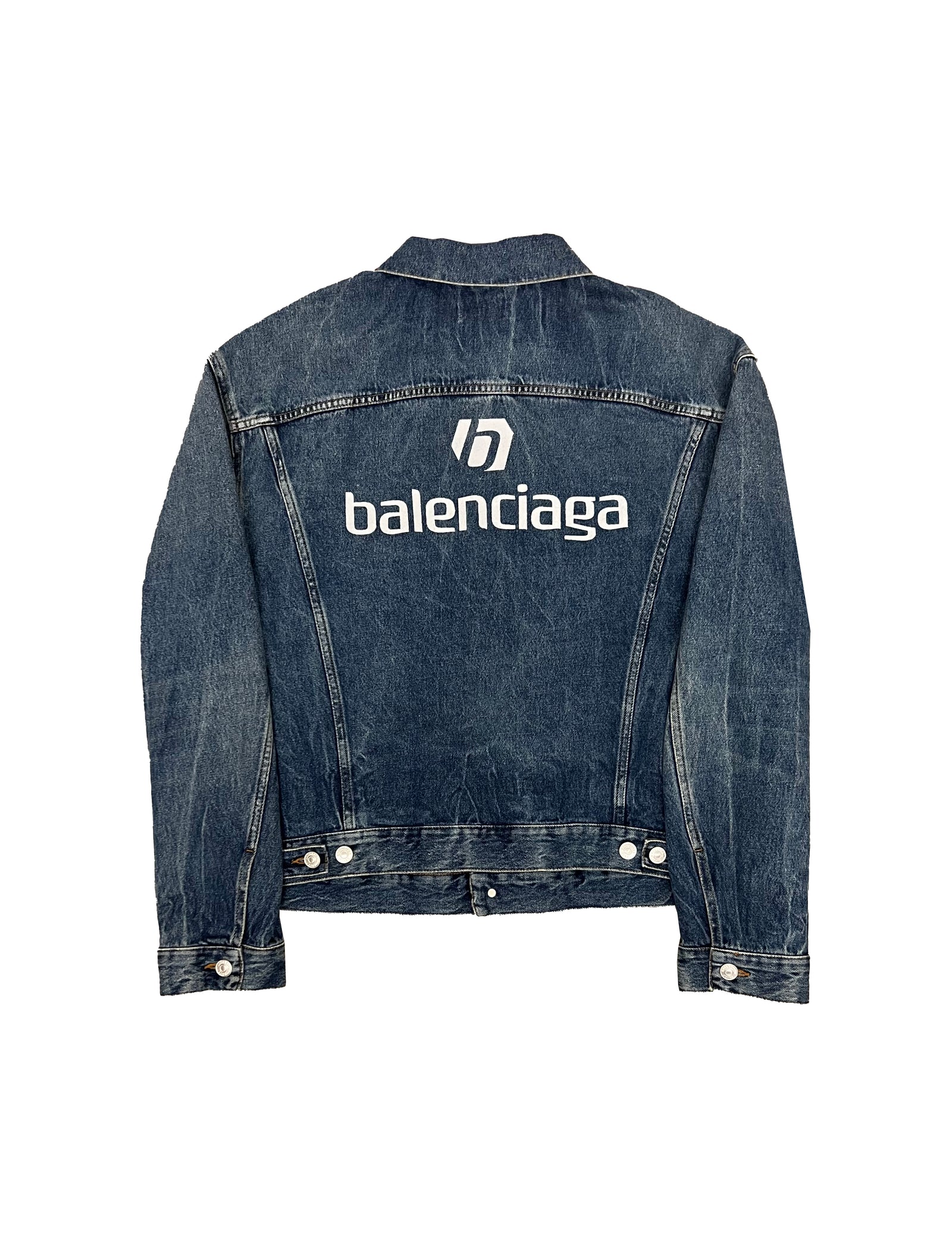 Balenciaga Logo Light Wash Jean Jacket Size Large