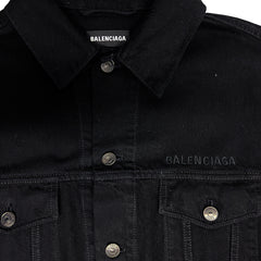 Balenciaga Logo Dark Wash Jean Jacket Size Large