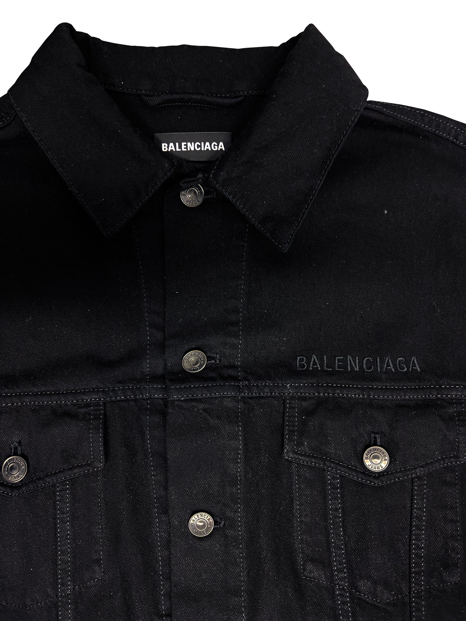 Balenciaga Logo Dark Wash Jean Jacket Size Large