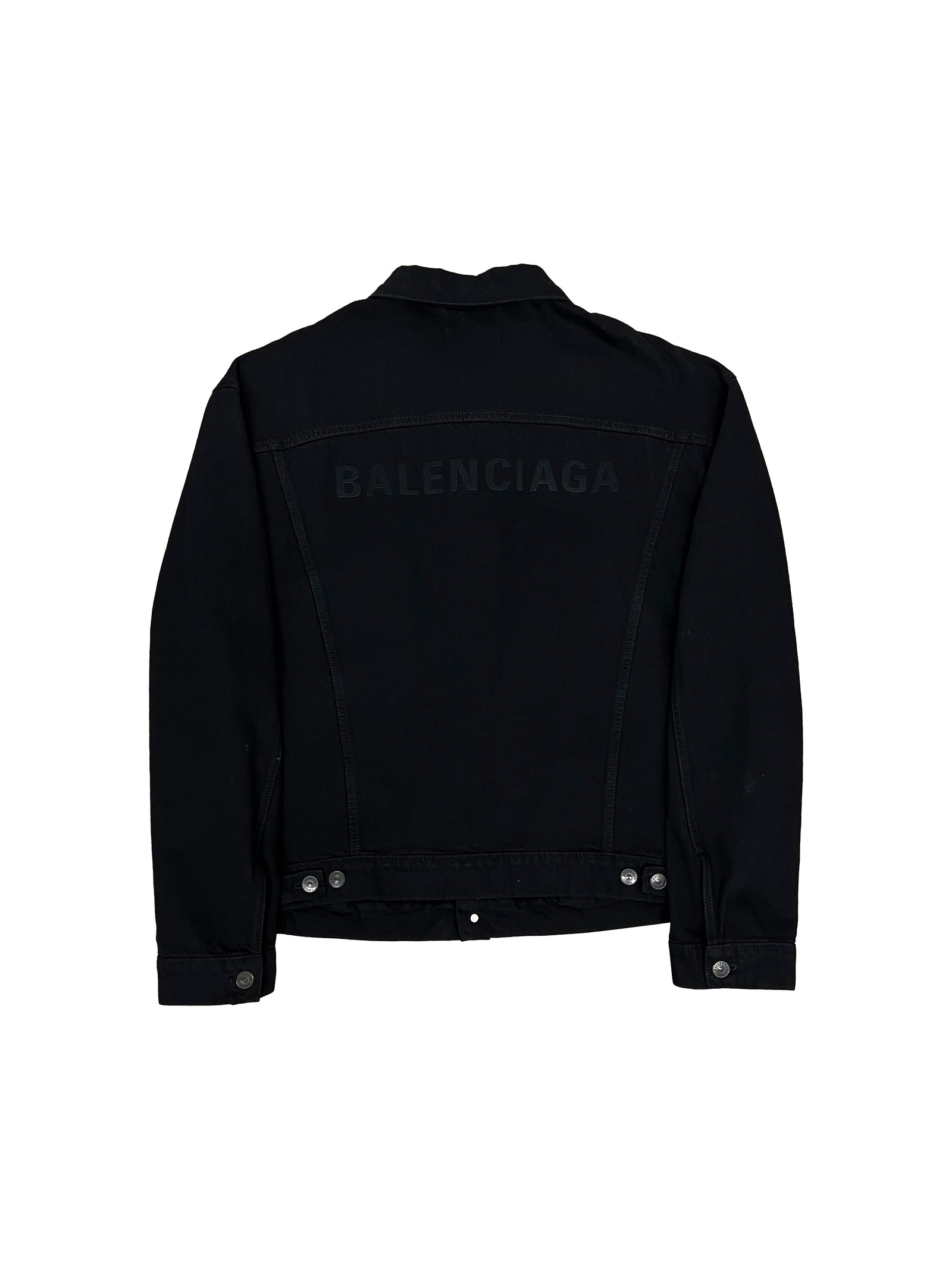 Balenciaga Logo Dark Wash Jean Jacket Size Large