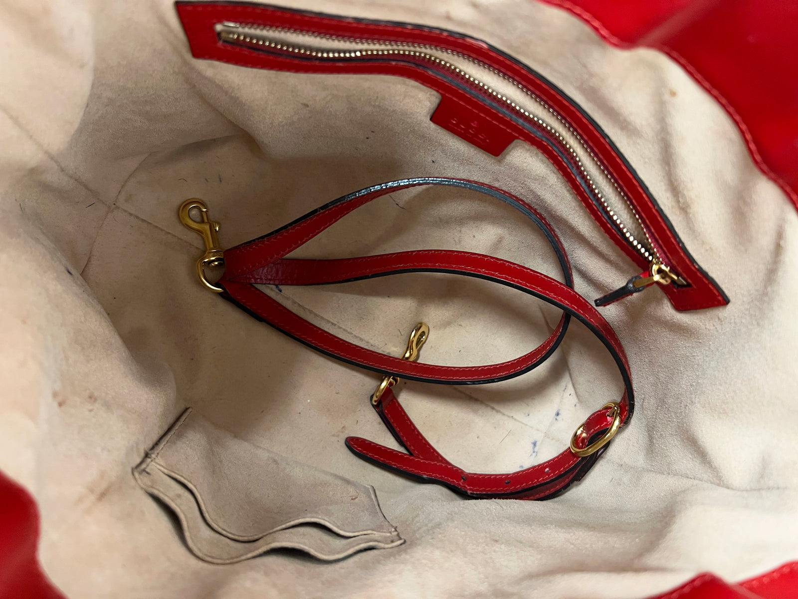 Gucci Red Bucket Style Purse