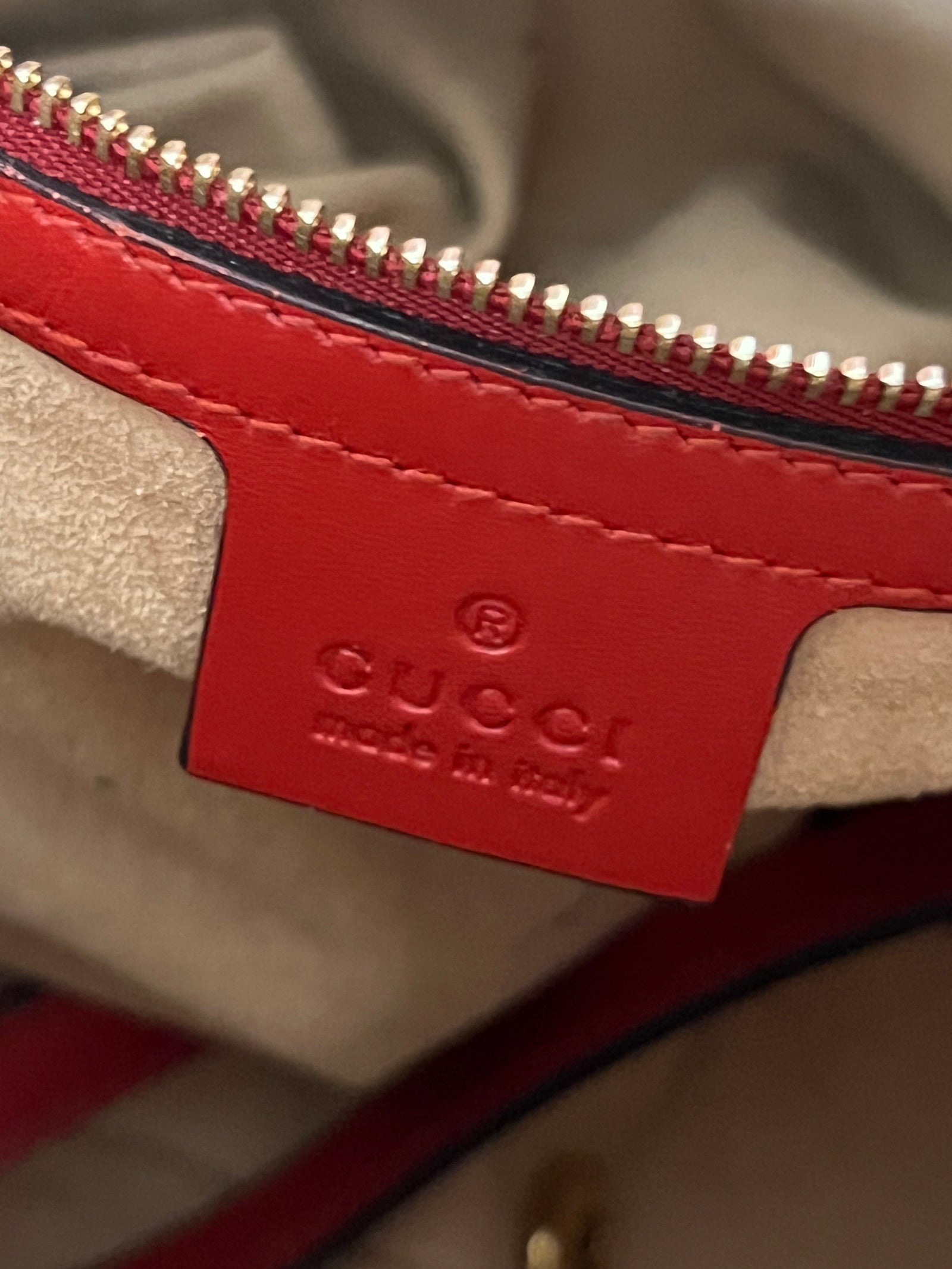Gucci Red Bucket Style Purse